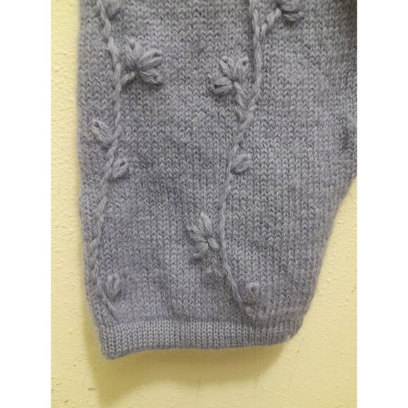 Vintage Herman Geist Womens Floral Embroidered Wool Petite Large Zip Cardigan - Picture 7 of 9